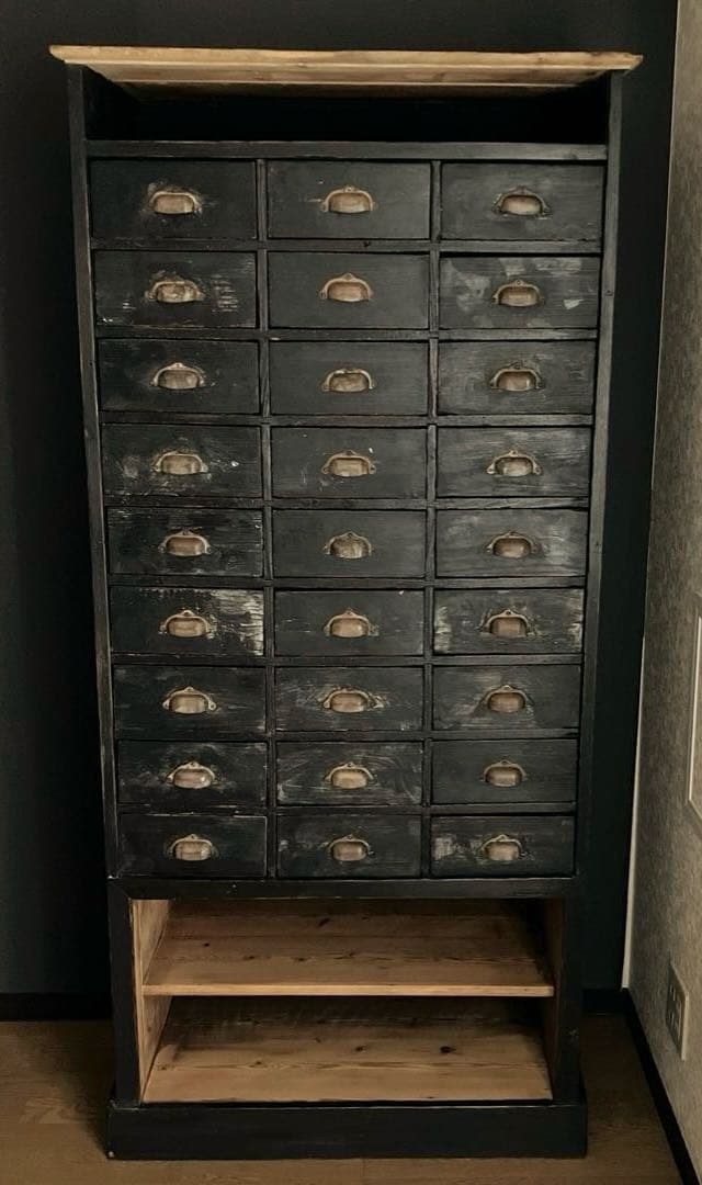 フランス アンティーク シェルフ ウッドラック キャビネット インダストリアル