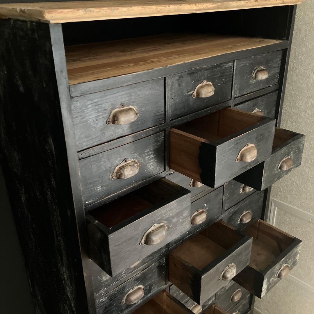 フランス アンティーク シェルフ ウッドラック キャビネット インダストリアル