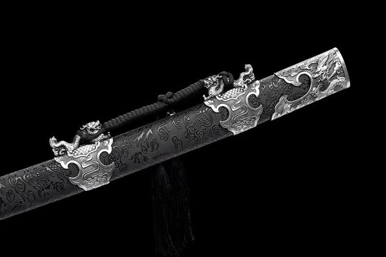 [刺繍春符龍] 繍春刀 牛尾刀 苗刀 手鍛造打 鋼刀 冷兵器 古兵器 両手刀