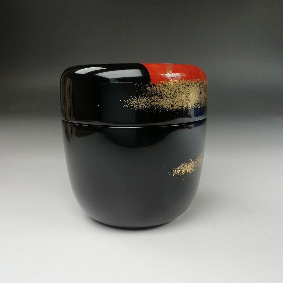 Ｔ８３２　棗　『紅富士蒔絵』『輪島塗』『中棗』『蒔絵師　黒川和禅』　共箱　茶道具