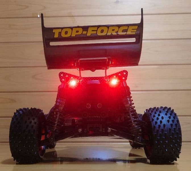 田宮トップフォースEVO.前後LEDライト付＆プロポバッテリー充電器完成品セット