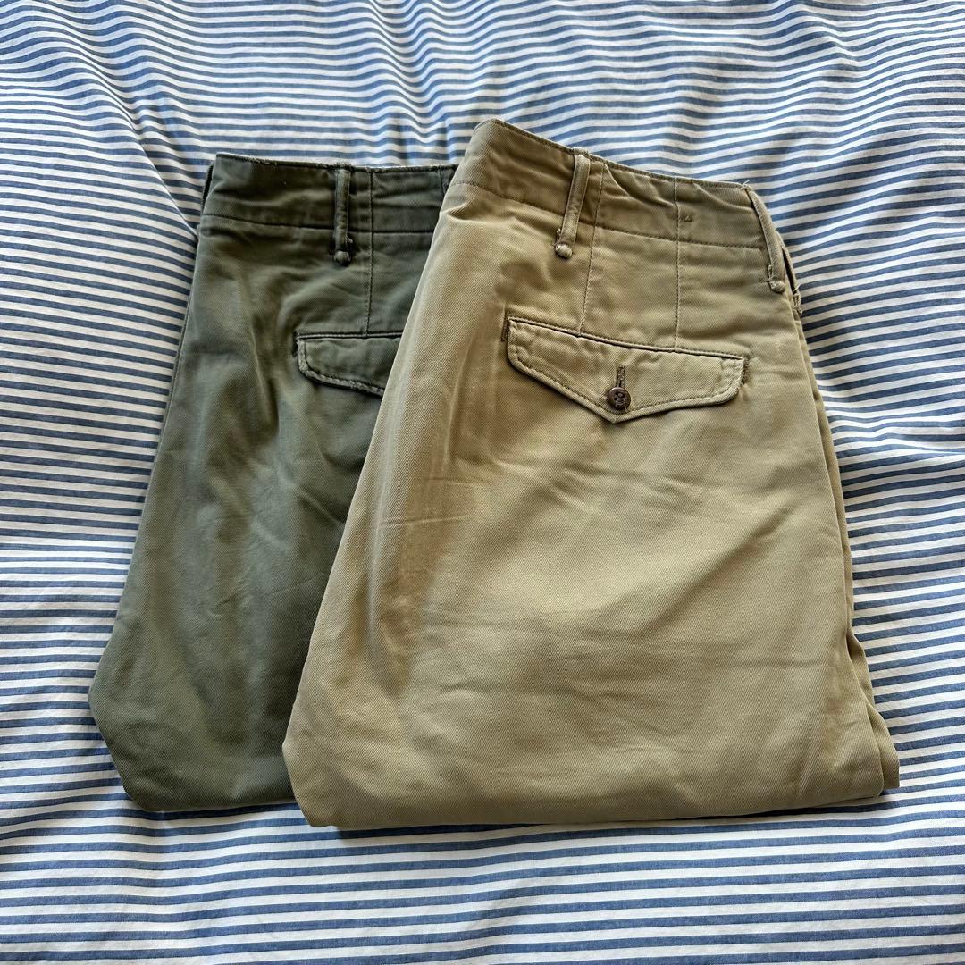 【ダブルアールエル　RRL】　オフィサーズパンツ　チノ　30インチ　カーキ