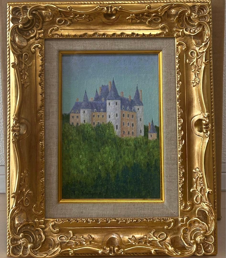 真作　勝呂隆光　油彩画 城　T. Kiyoshi