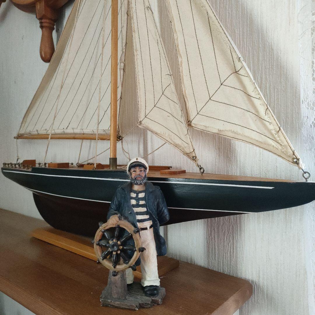 ⭐️ENDEAVOUR 帆船模型エンデバー完成品 船長付き インテリア オブジェ