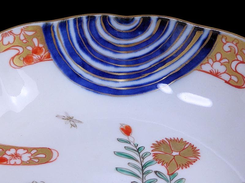 古伊万里　金襴手　撫子に桜花の図　膾皿　５客　D129AS-DAp