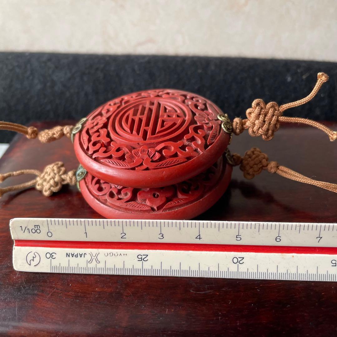 堆朱　漆　風鎮　朱　中国　アンティーク　掛軸　飾り　古玩　古美術　China 赤