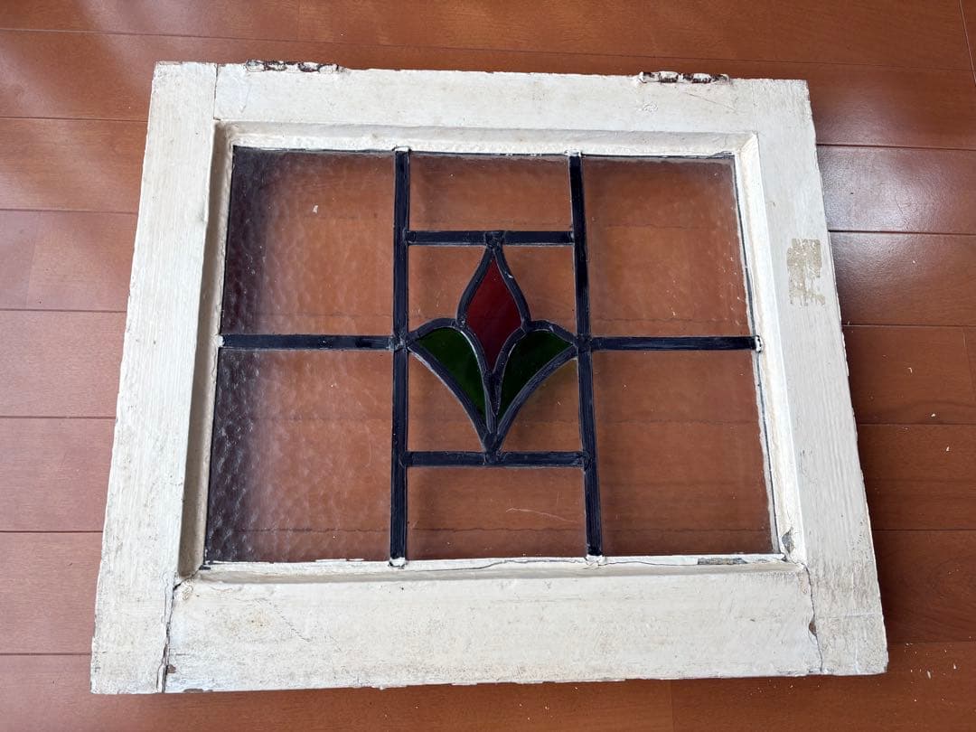 英国アンティーク ステンドグラス 窓枠付きパネル｜イギリス製｜店舗什器・DIY