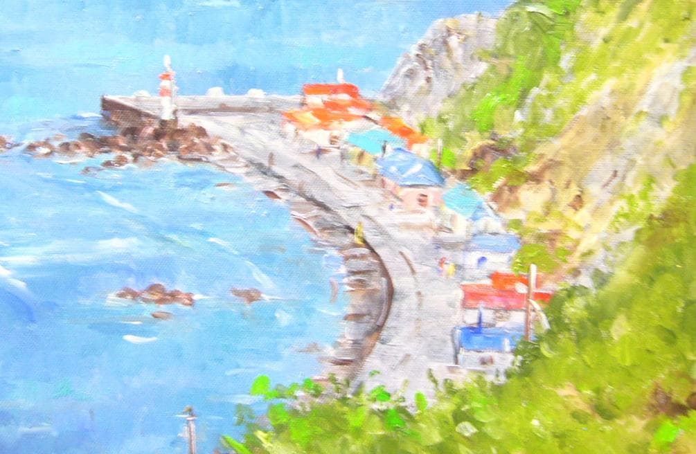 絵画 梅沢民雄 肉筆絵画 風景画 竜飛崎 F8