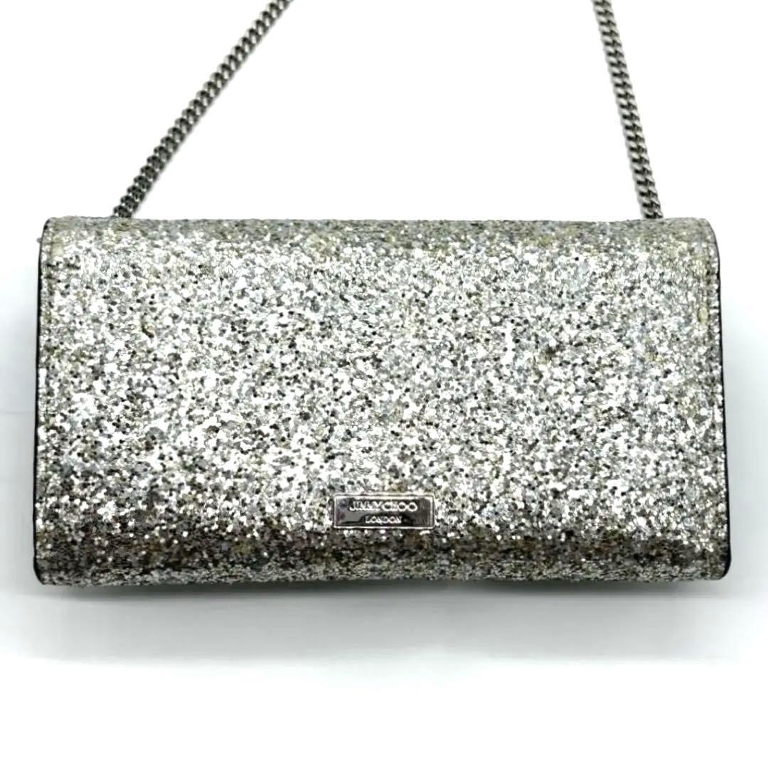 美品！正規品 ジミーチュウ グリッター チェーンバッグ ミニショルダー クラッチ