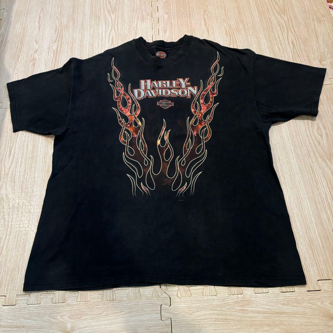 Harley Davidson red fire flamered Tシャツ