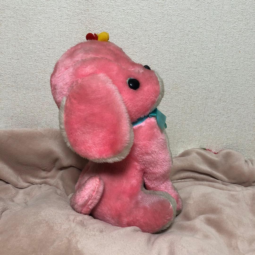 昭和レトロ　ヴィンテージ ピンク色　犬　ぬいぐるみ　中古品