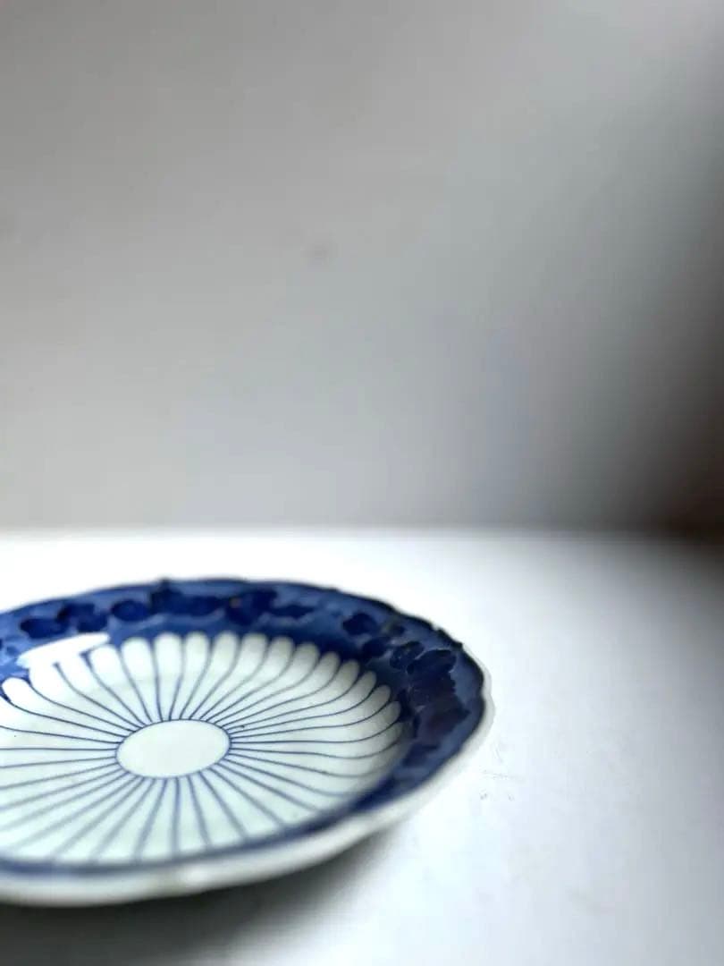 【ゆゆな様リクエスト】362 骨董 アンティーク 染付け 菊花皿 4点おまとめ