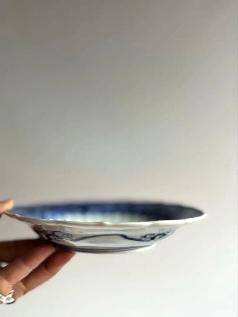 【ゆゆな様リクエスト】362 骨董 アンティーク 染付け 菊花皿 4点おまとめ