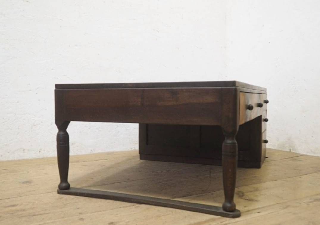 1046　ヴィンテージ　ロータイプの片袖机　テーブル　収納棚　引き出し　他レトロ