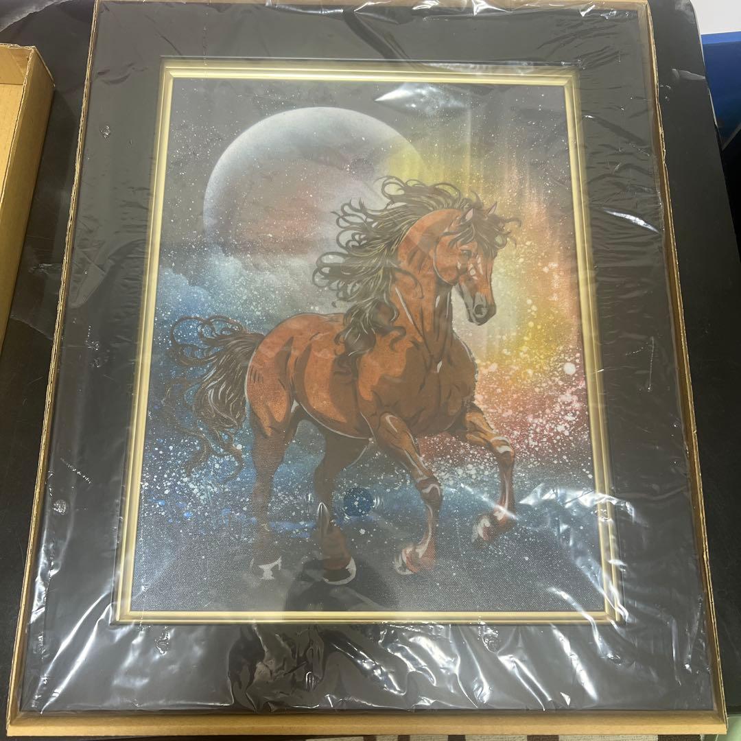 スプレーアートエデン　入手困難　原画馬キャンパスサイズ額付　今年の干支午　馬