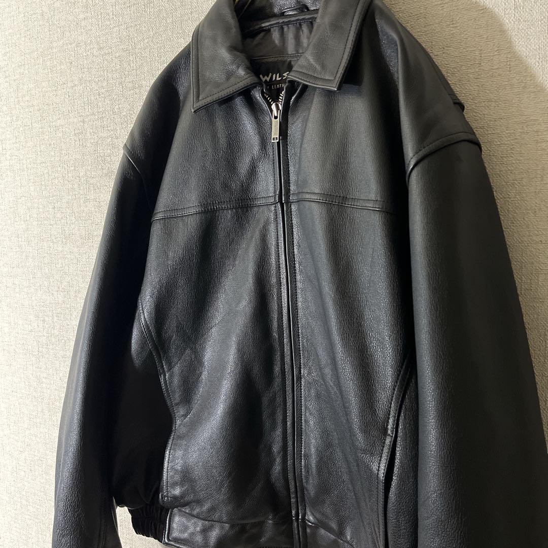 レザージャケット 本革 シングルライダース ブルゾン ブラック