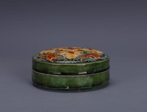 唐三彩の彫刻の模様の印影の箱コンパクトの置物