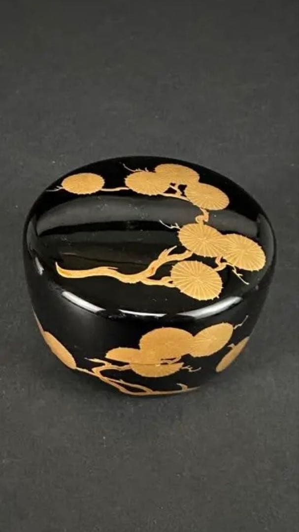 蒔絵 平棗 金蒔絵 棗 木製 在銘