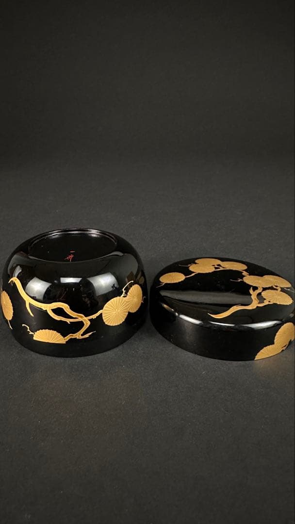 蒔絵 平棗 金蒔絵 棗 木製 在銘