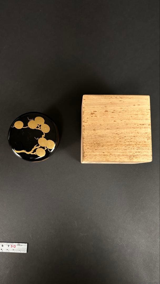 蒔絵 平棗 金蒔絵 棗 木製 在銘