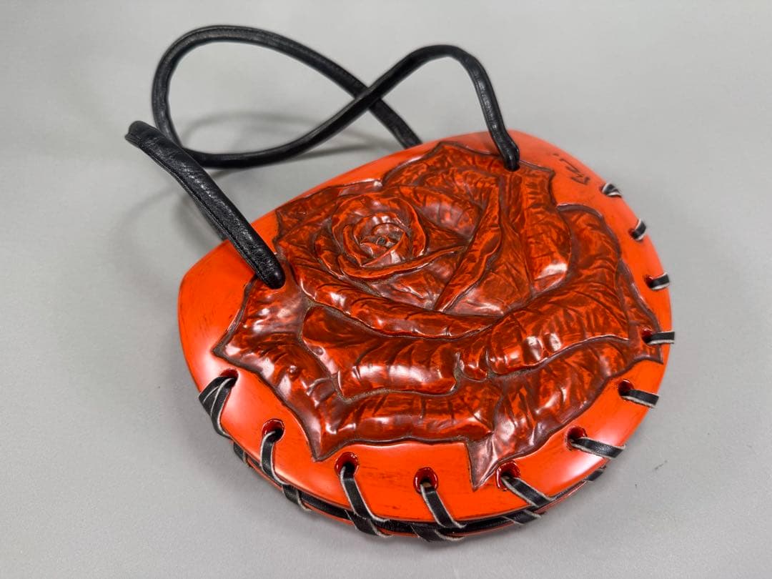 鎌倉彫　ハンドバック　彫刻家村主匡左造　羊皮　目立った傷や汚れなし　着物バック