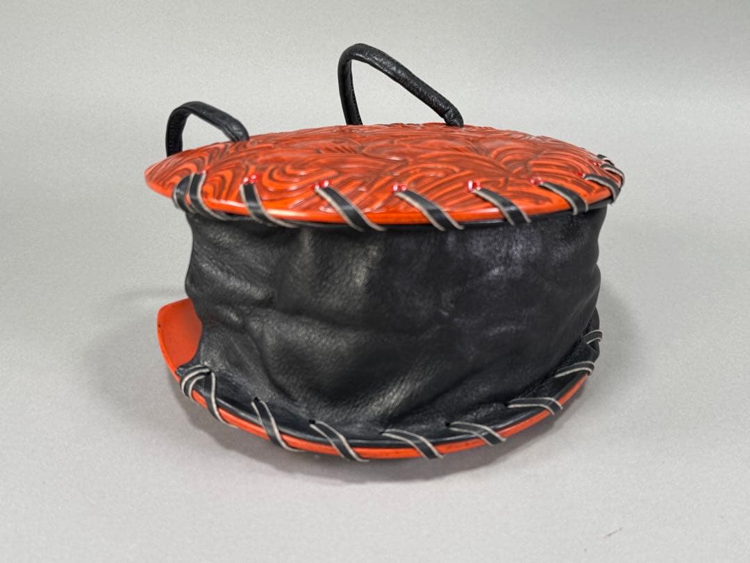 鎌倉彫　ハンドバック　彫刻家村主匡左造　羊皮　目立った傷や汚れなし　着物バック