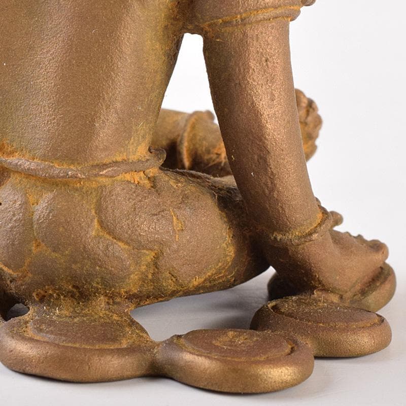 高岡銅器　二代　須賀松園造　蝋型鋳銅　「稚児雷神」　共布共箱　V　R7549