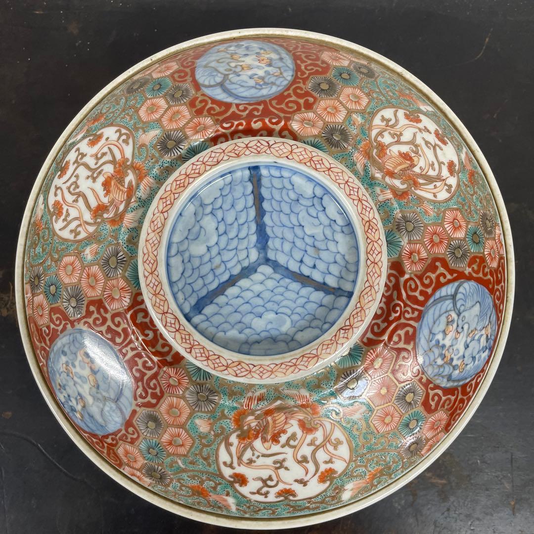 古伊万里　蓋物　菓子器　大平鉢　赤絵　色絵　窓絵　箱付