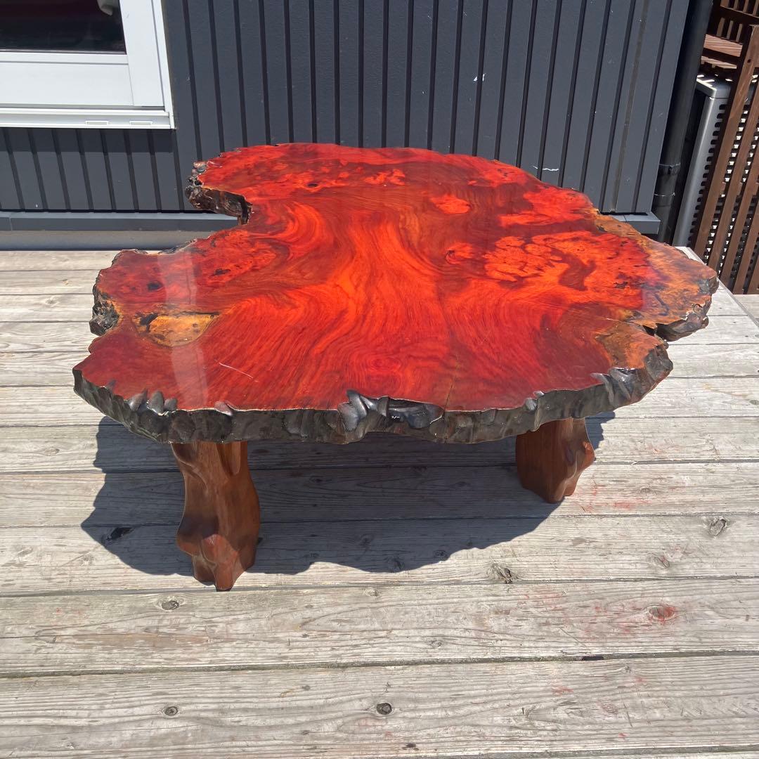 昭和レトロ 銘木 花梨 一枚板 大型座卓 センターテーブル サイドテーブル