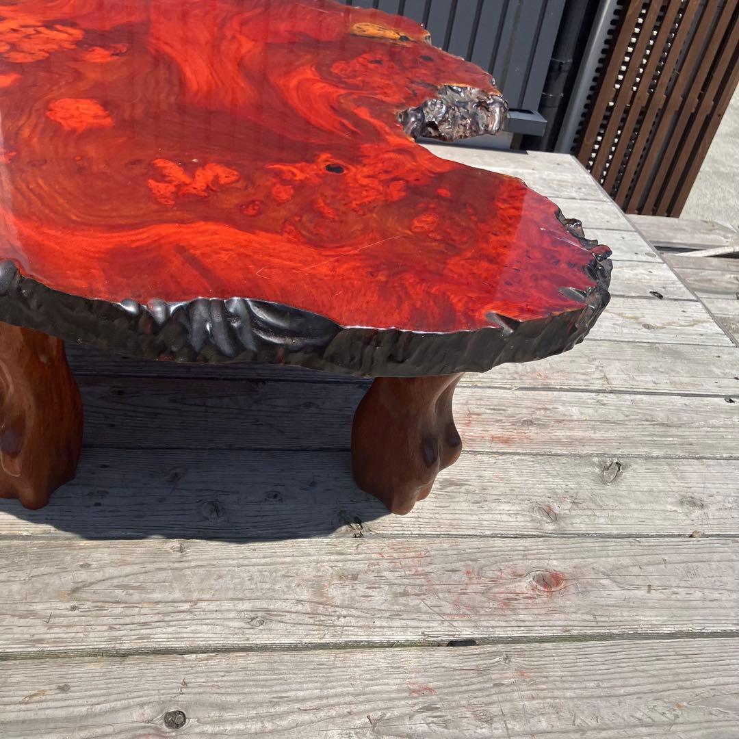 昭和レトロ 銘木 花梨 一枚板 大型座卓 センターテーブル サイドテーブル