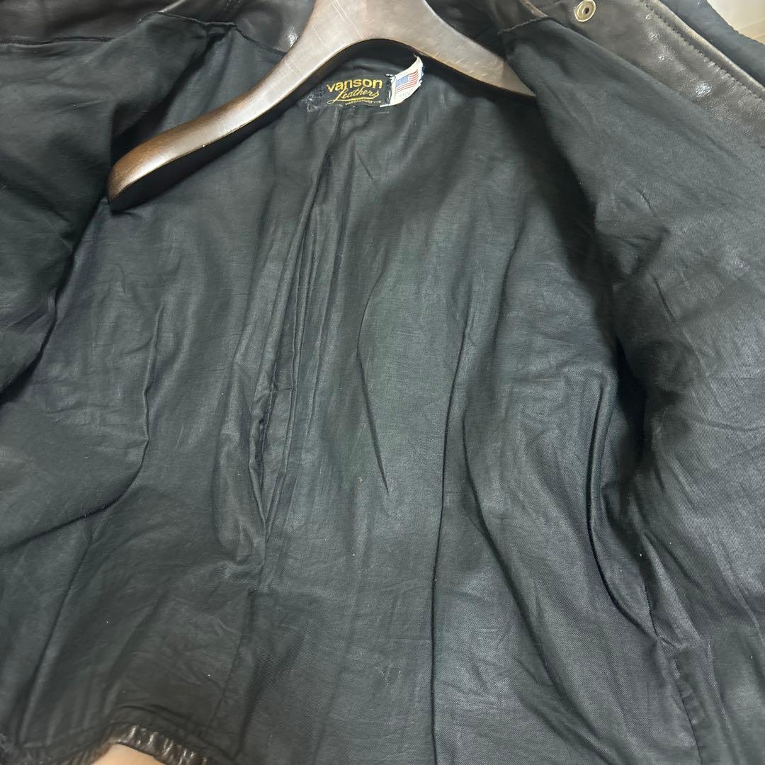 vanson ブラウンレザー シングルライダースジャケット