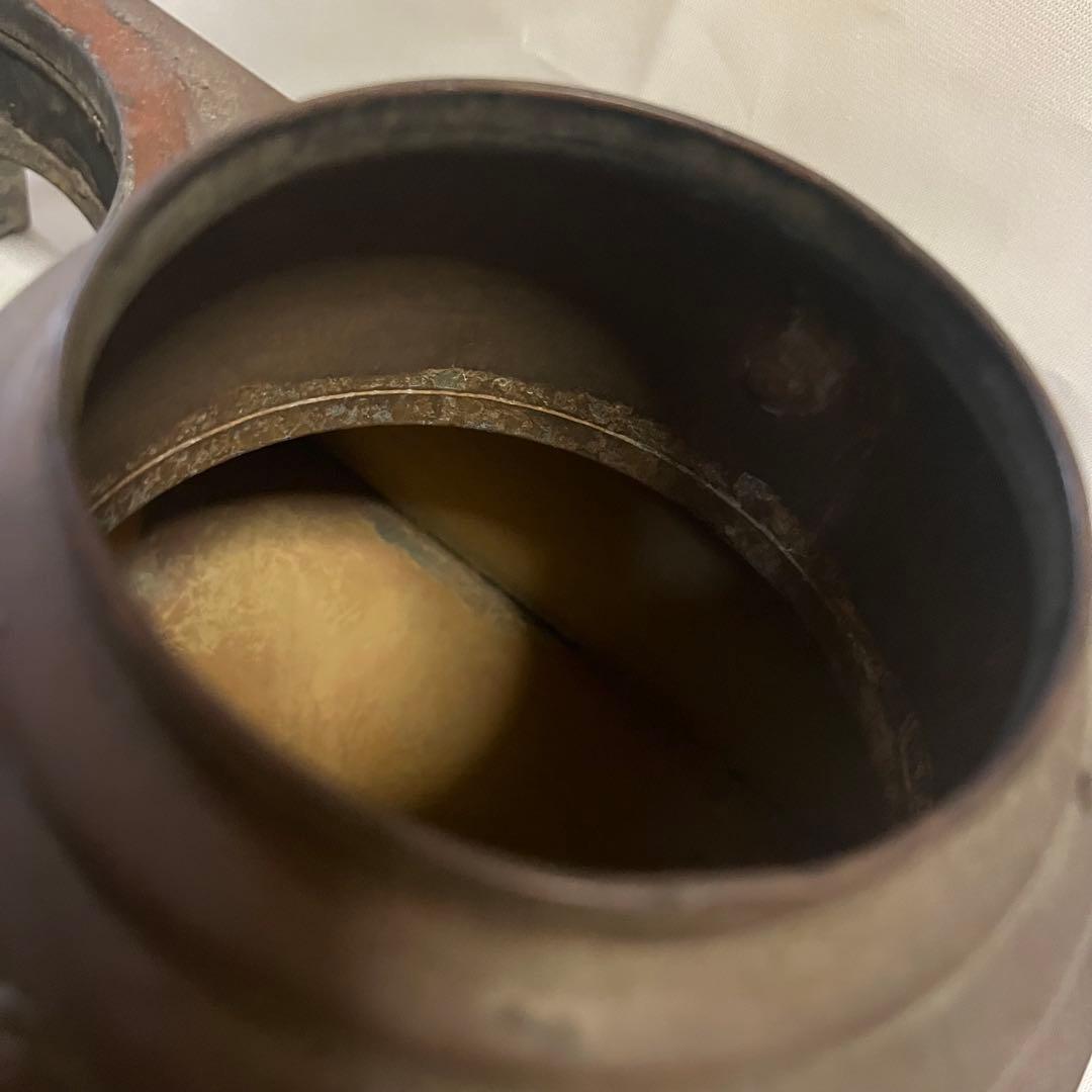 長火鉢用　燗銅壺　五徳　龍文堂刻印鉄瓶