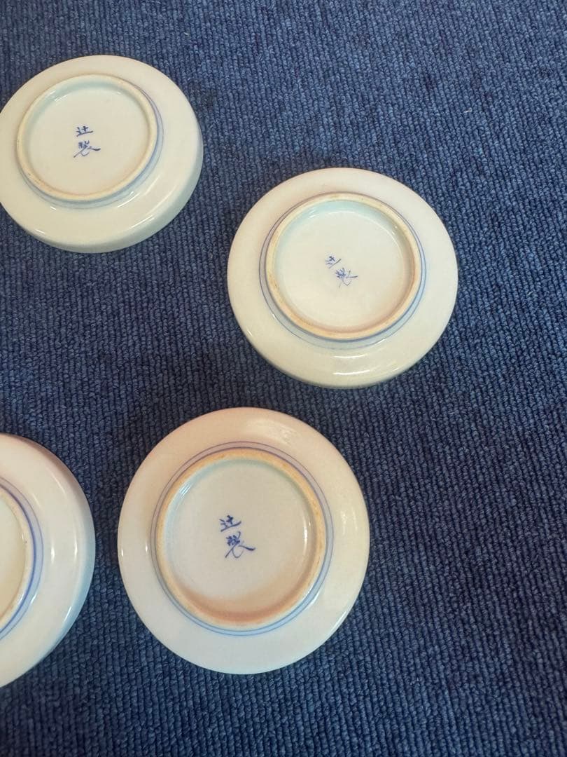 1895 宮内庁御用達『十四代 辻常陸』　辻製　染付花鳥　皿　5客