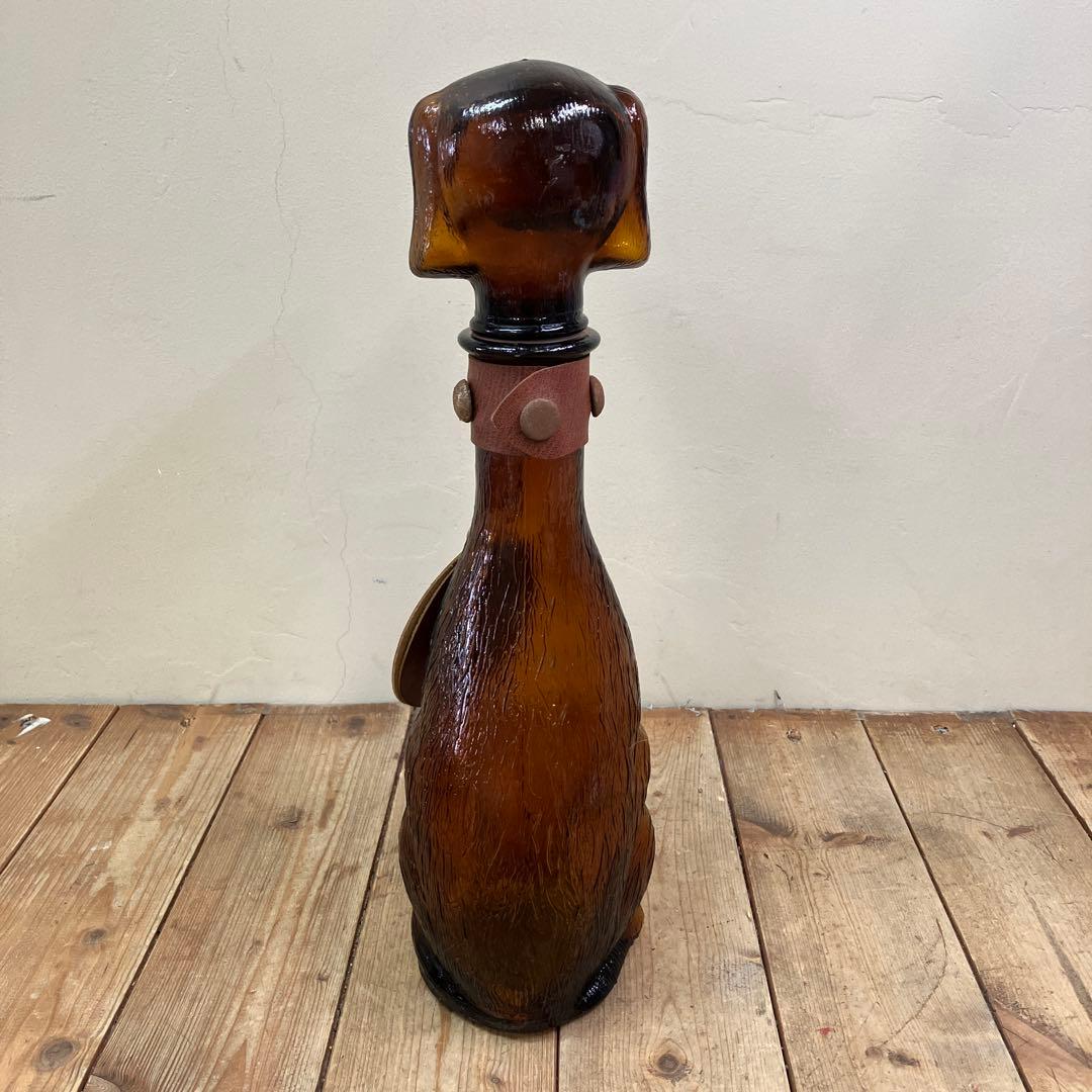 D-4 ② ヴィンテージ ダックスフント ダキャンタ デカンタ アンバーガラス