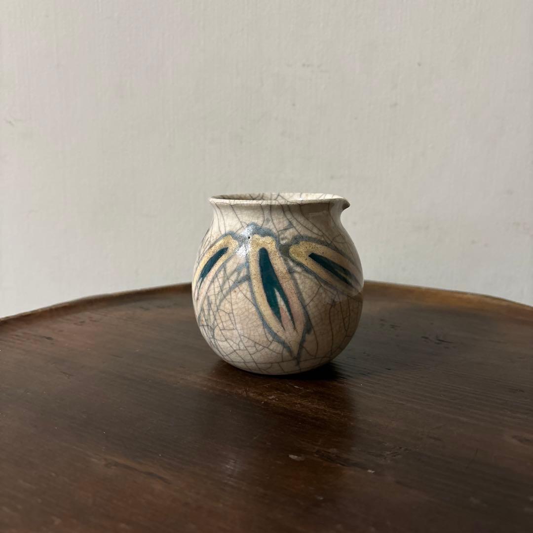 古い笹絵哥釉の器　花入れ　アンティーク　骨董　古道具　唐物　中国古玩　検:李朝