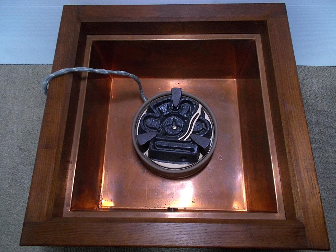 茶道具 野々田電熱器置炉セット 八百年の伝統釜師:菊池政光茶釜 茶釜 釜環 底瓦