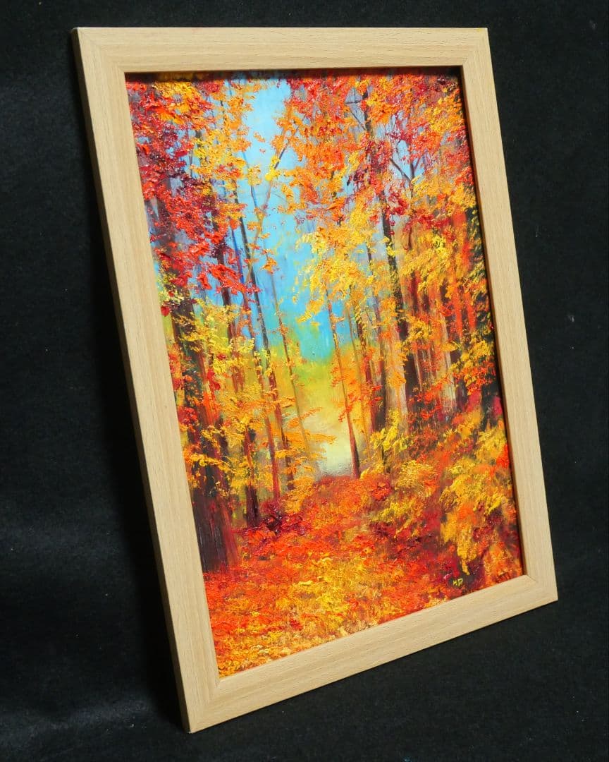 油絵 絵画 【森の紅葉】