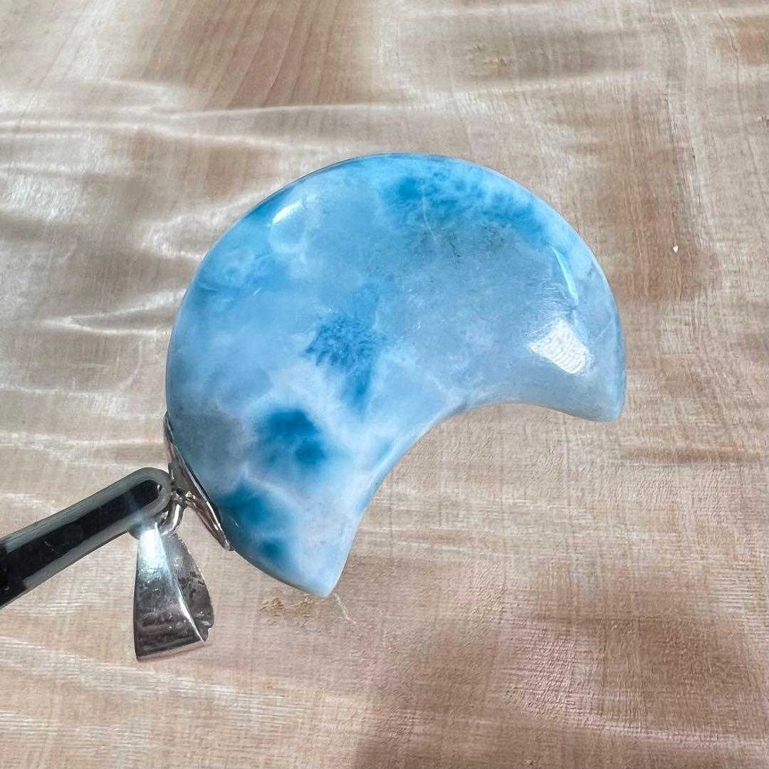 高品質　ラリマー　お月型ペンダント　ネックレス　2-8