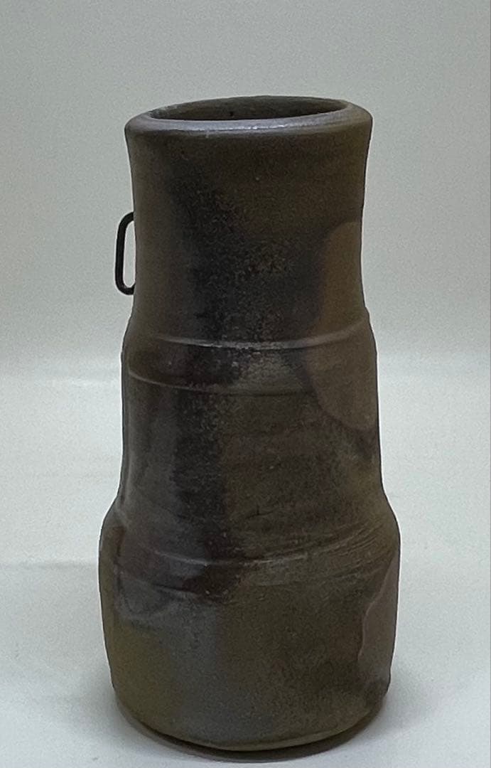 人間国宝　藤原雄　備前掛花入　共箱(四方桟盛蓋）　　　　　　　　 　　　f311