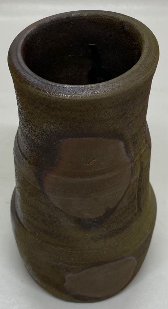 人間国宝　藤原雄　備前掛花入　共箱(四方桟盛蓋）　　　　　　　　 　　　f311