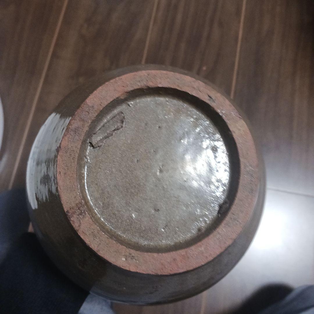 細川藩御用釜　時代　八代焼(高田焼)象嵌小壺　古美術