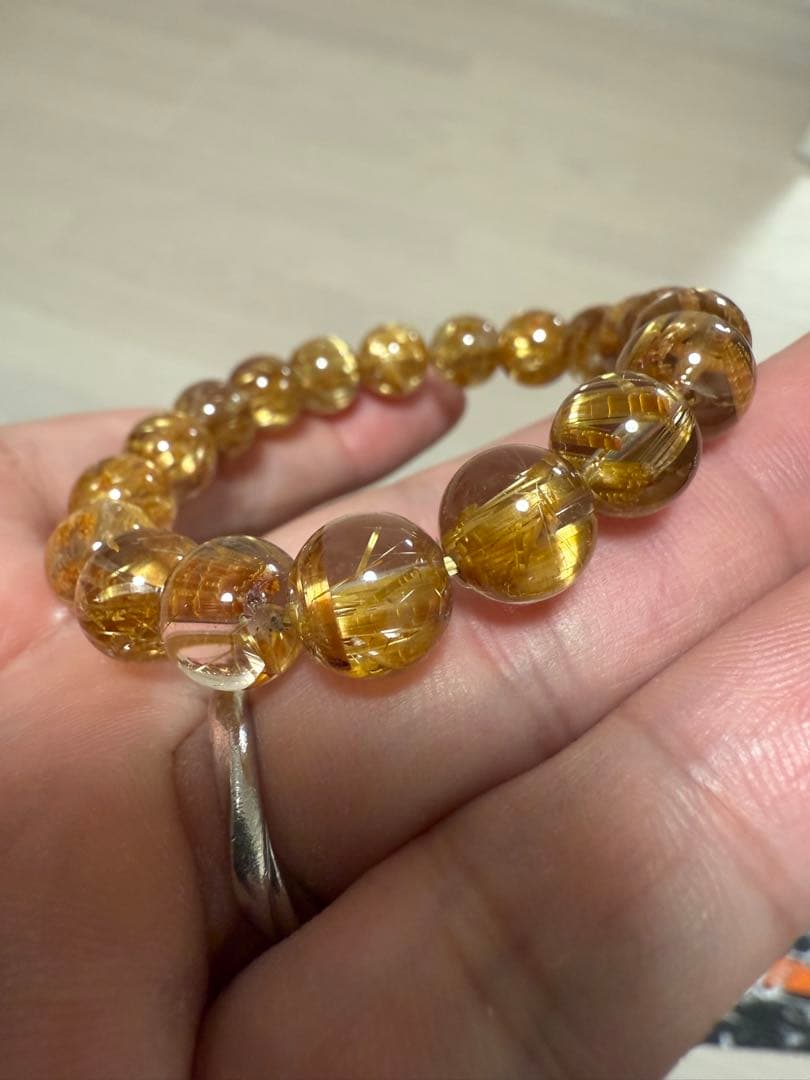 極上タイチンルチルクォーツ　10mm 鑑別書あり