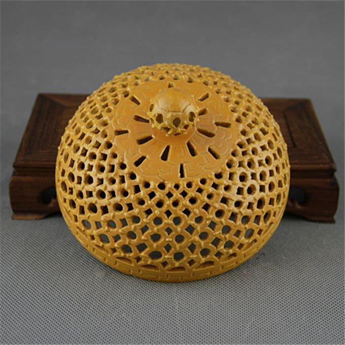 清乾隆黄釉回転式透かし香炉 景徳鎮 陶磁器 装飾品 現代工芸品 美術品 置物