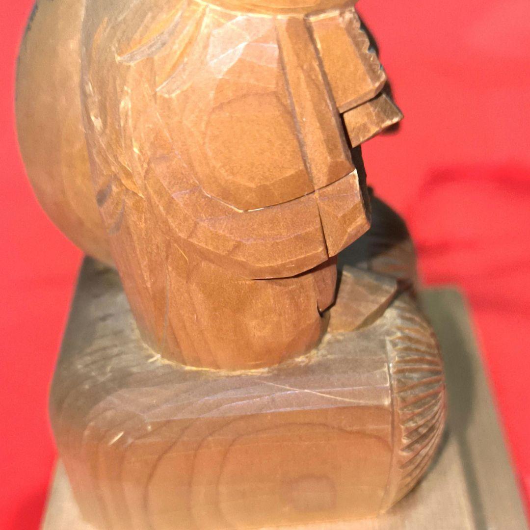 骨董美術品木製 福の神像 昭和九年刻印「商売繁盛」