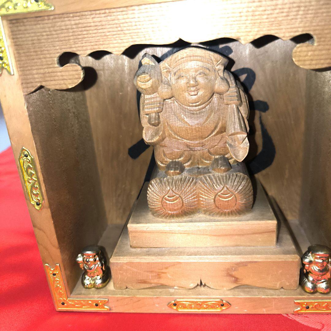 骨董美術品木製 福の神像 昭和九年刻印「商売繁盛」