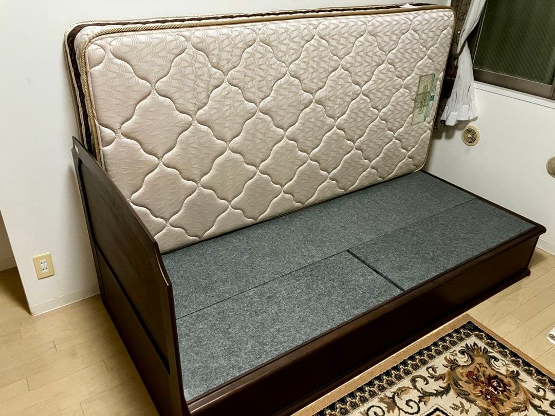 木製シングルベッド マットレス付き 収納あり