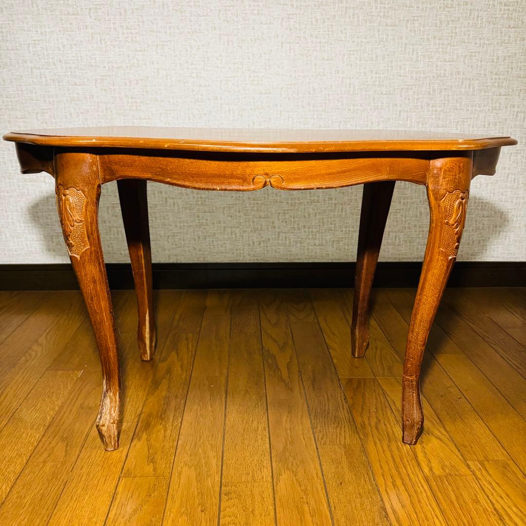 サイドテーブル　コーヒーテーブル　象嵌　イタリアアンティーク　猫脚