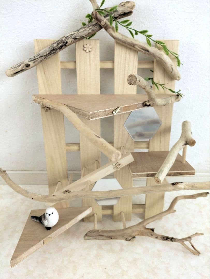 バードアスレチック　流木　壁掛け 止まり木 37バードトイ　バードジム