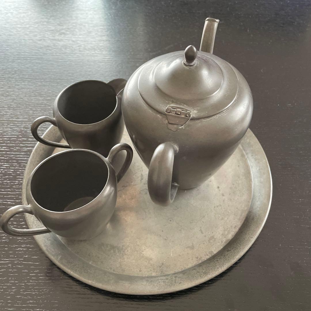 crescent pewter 社　ビンテージ　ピューター製ティーポットセット