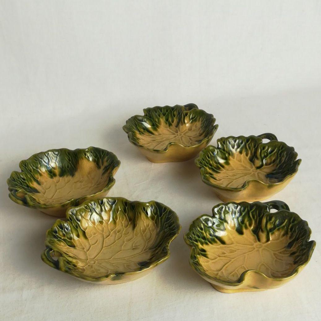 時代　出雲焼　葉っぱ型　小皿　小鉢　５客